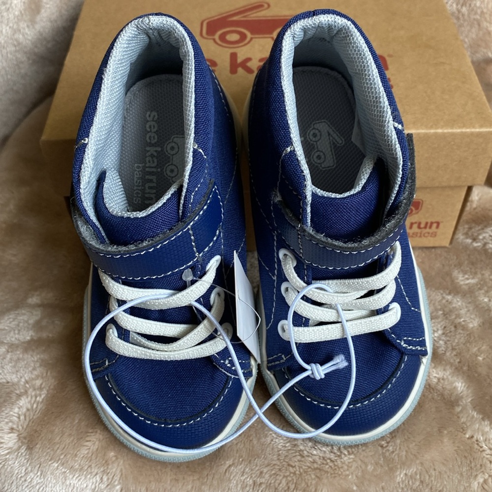See Kai Run Belmont III Navy Blue High Top Canvas Sneakers Boy Size 7 - Picture 7 of 7